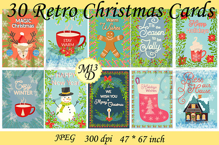 30 Retro Christmas Cards - 1, a Card Template by Michiru13