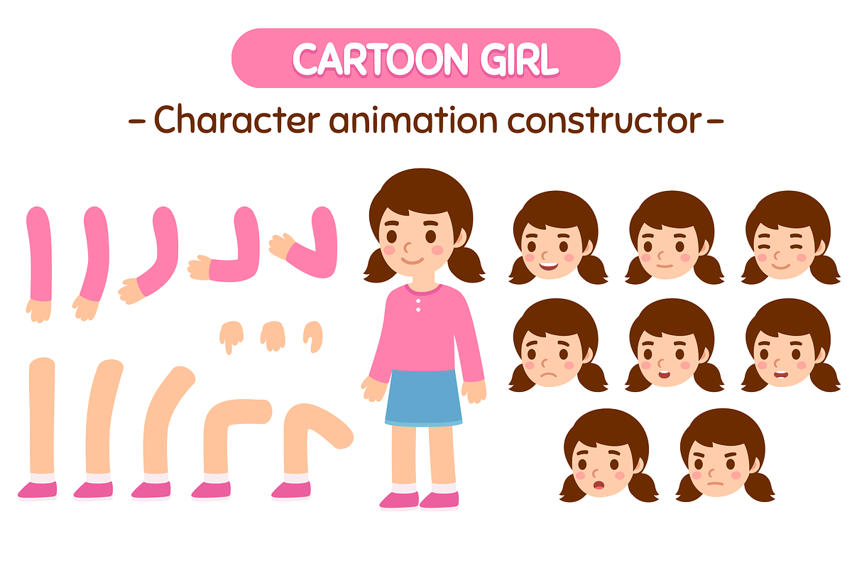 Cartoon girl character for animation, an Education Illustration by Irina Mir