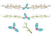 Bohemian Christmas Holly Vectors, an Illustration by Amanda Ilkov (Thumbnail 4 of 5)