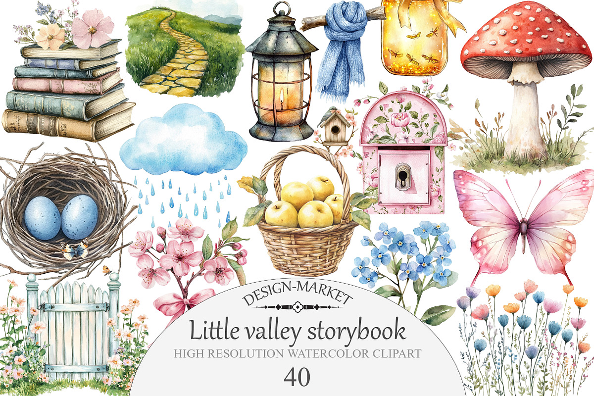Little valley storybook clipart, an Illustration by Design Market (Photo 1 of 5)