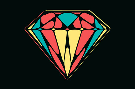Colorful hand drawn diamond Vector