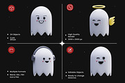 Cute Ghost 3D Icons, an Object 3D Model by Azam Creative (Thumbnail 2 of 5)