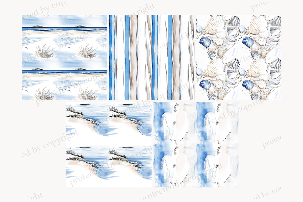 Coastal Digital Paper Set, a Pattern Graphic by GlamArtZhanna (Photo 3 of 4)