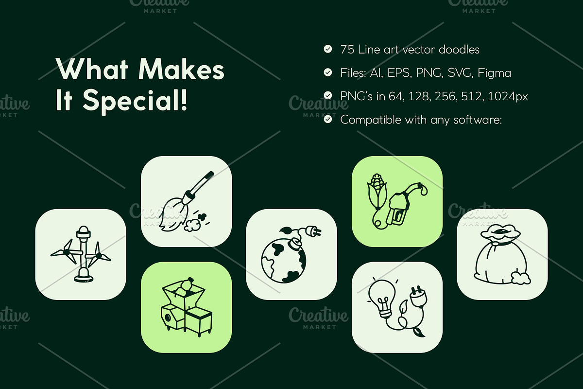 Recycle Doodle Art Set, an Outline Icon by Vectors Market (Photo 2 of 8)