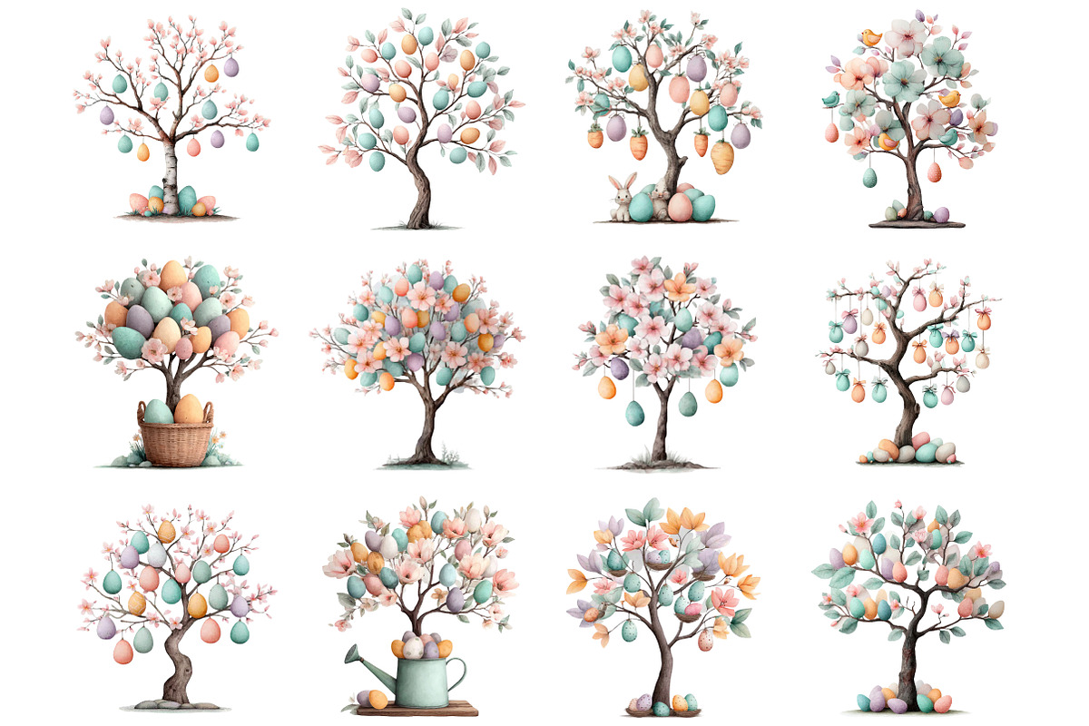 Easter Tree Clipart, an Illustration by DreamArtGraphic (Photo 2 of 4)