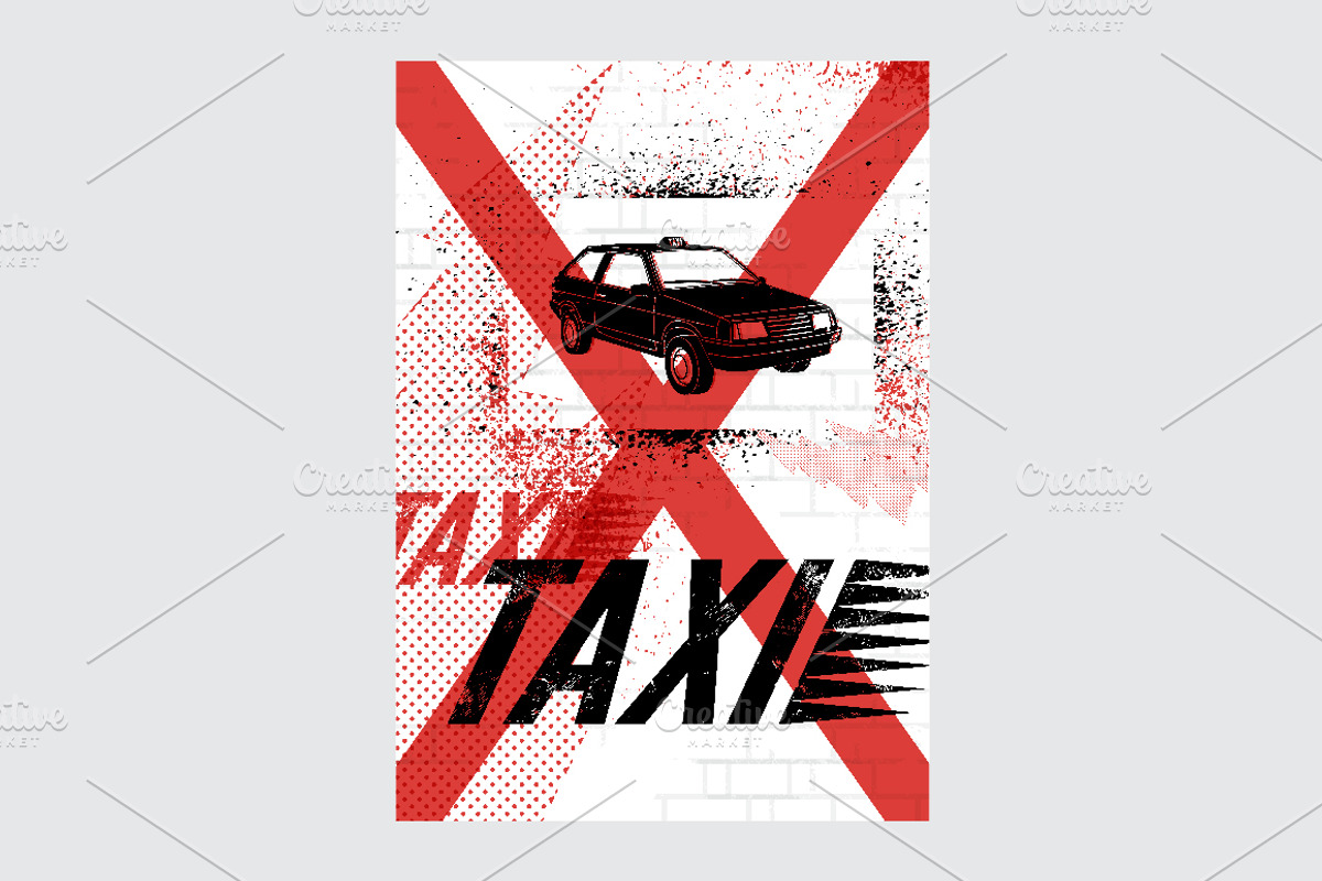 Taxi retro grunge vector poster set., a Transportation Illustration by PoPaShop (Photo 9 of 15)