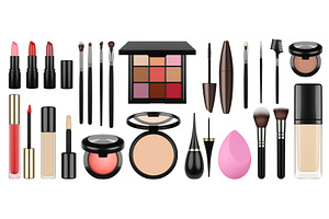 Cosmetics and brushes. Isolated, a Graphic by Valerie Bodnar
