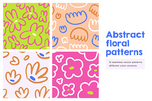 Abstract Floral Seamless Pattern Set