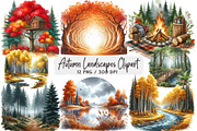 Watercolor Autumn Landscapes Clipart, a Seasonal Illustration by DreamArtGraphic (Thumbnail 1 of 3)