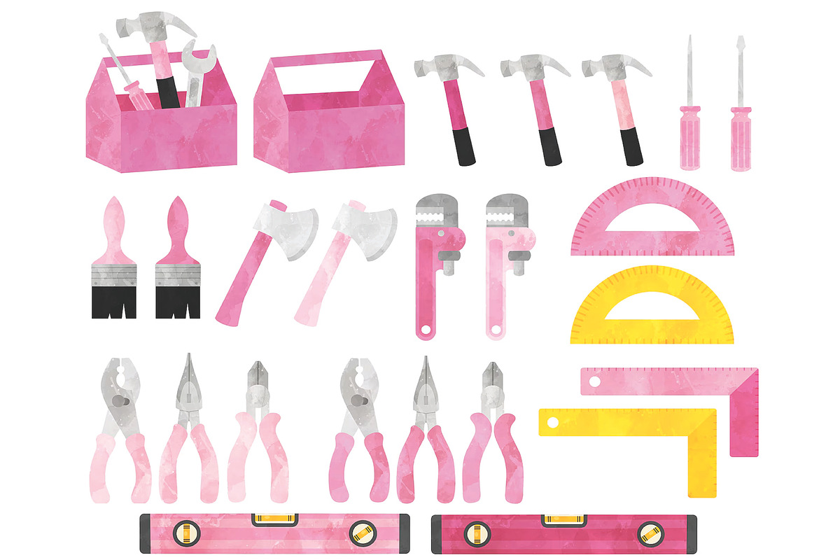 Pink Tools Clipart Bundle, DIY Tools, an Object Illustration by SugarPickle Clip Art (Photo 3 of 3)