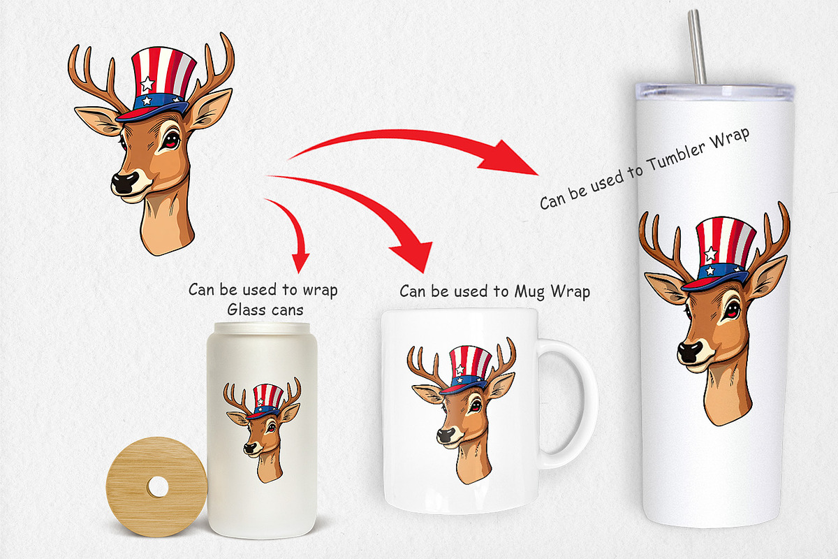 Deer Patriotic Clipart, a Graphic by Artnoy (Photo 4 of 5)