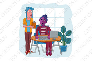 Women Working Business Illustration, a Finance Illustration by Christos Georghiou