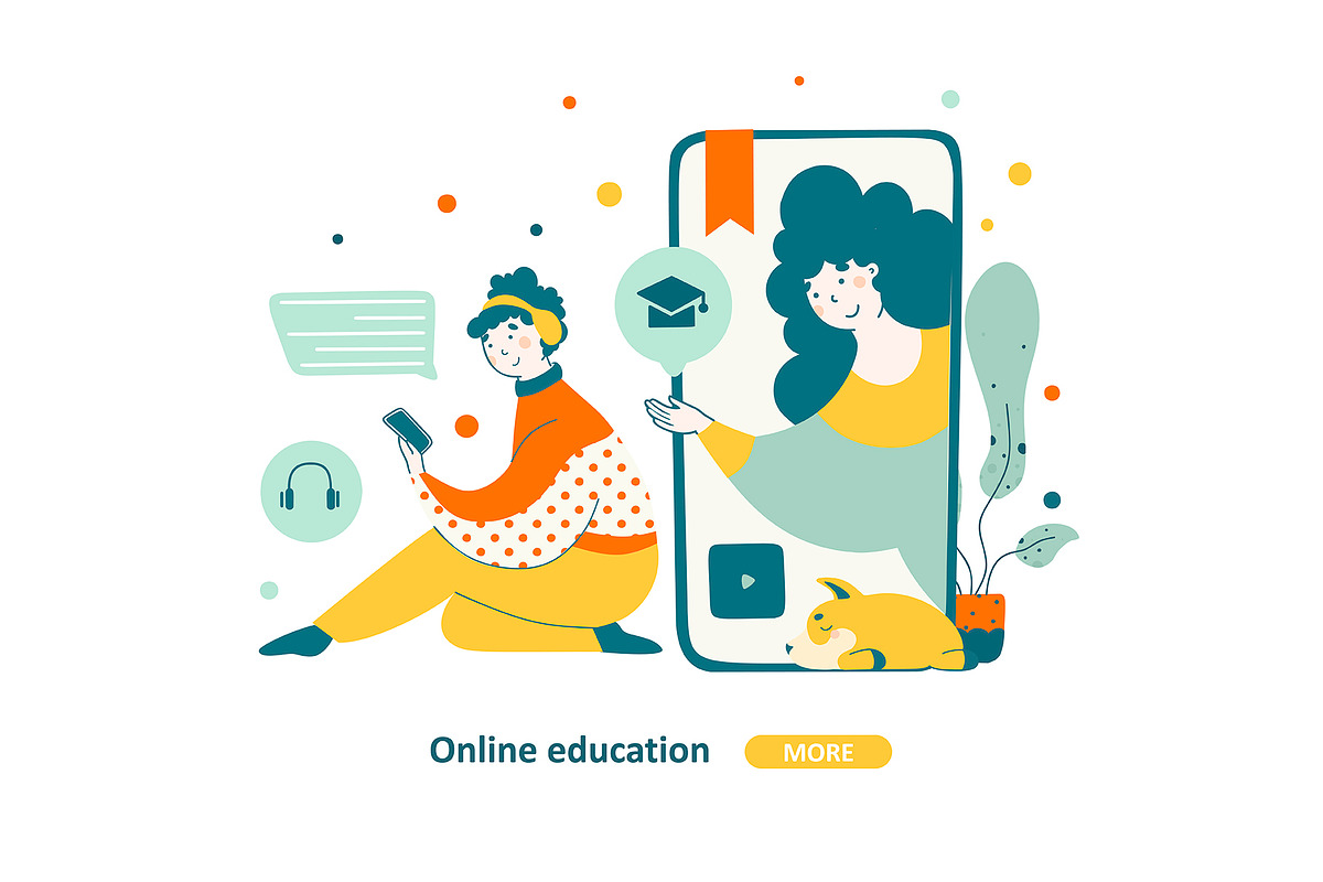 Online education - illustrations, an Education Illustration by LaVika (Photo 7 of 11)