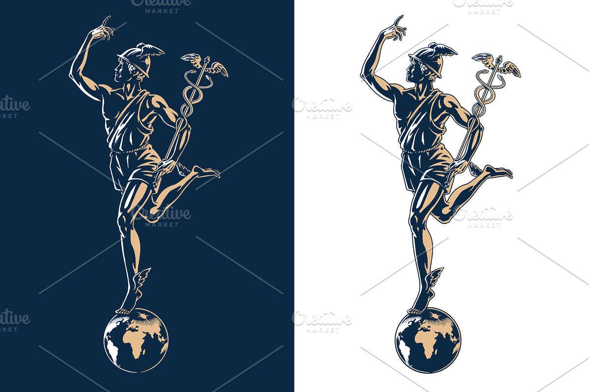 Mercury or Hermes and Earth globe, a Person Illustration by Ledokolua (Photo 1 of 2)