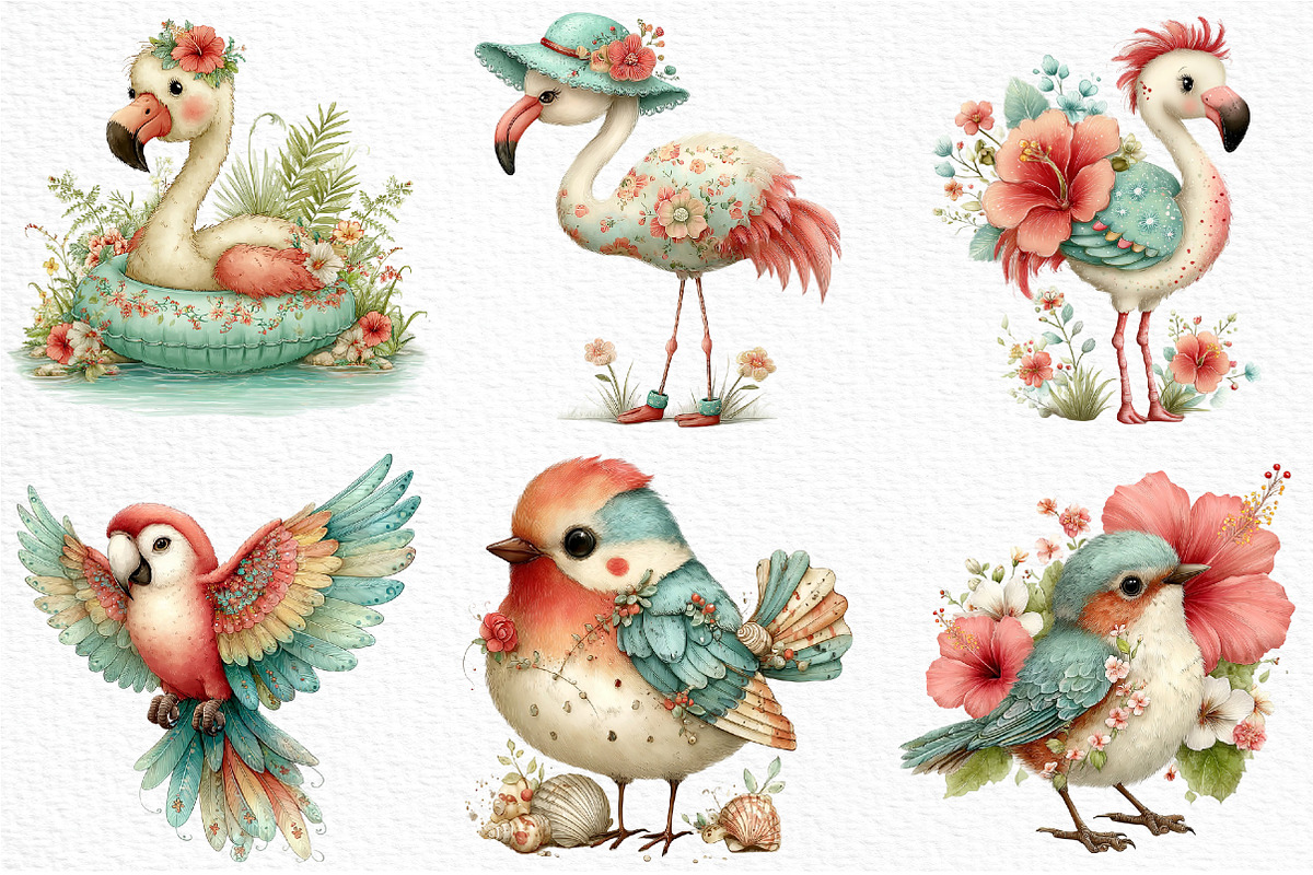 Summer Tropical Birds Clipart, an Illustration by Craft Nest (Photo 5 of 12)