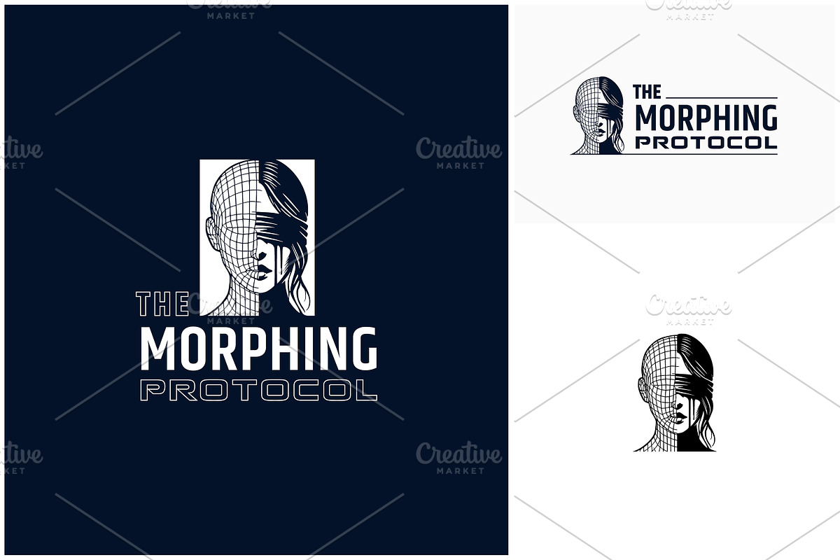 Blindfolded woman wireframe logo, a Branding & Logo Template by Enola99d