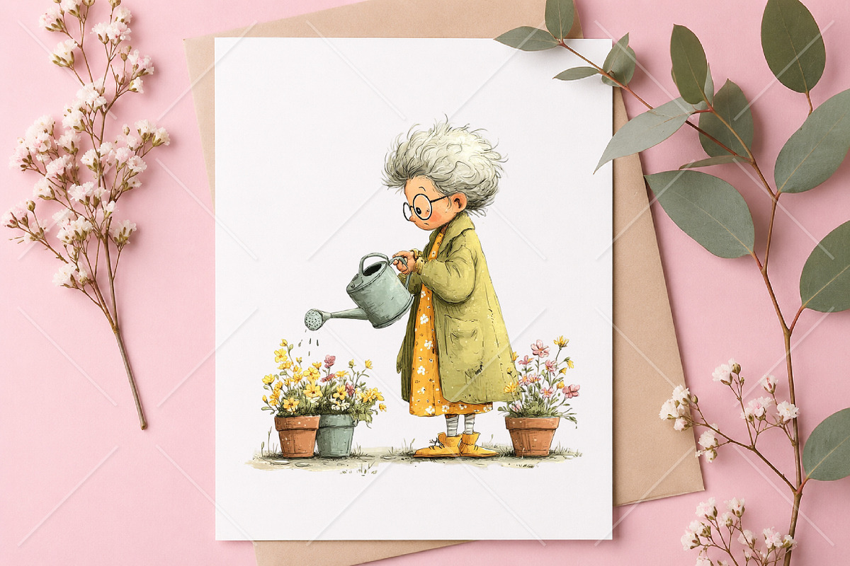 Whimsical Spring Grandma Clipart, a Seasonal Illustration by Canvas Craft (Photo 10 of 10)