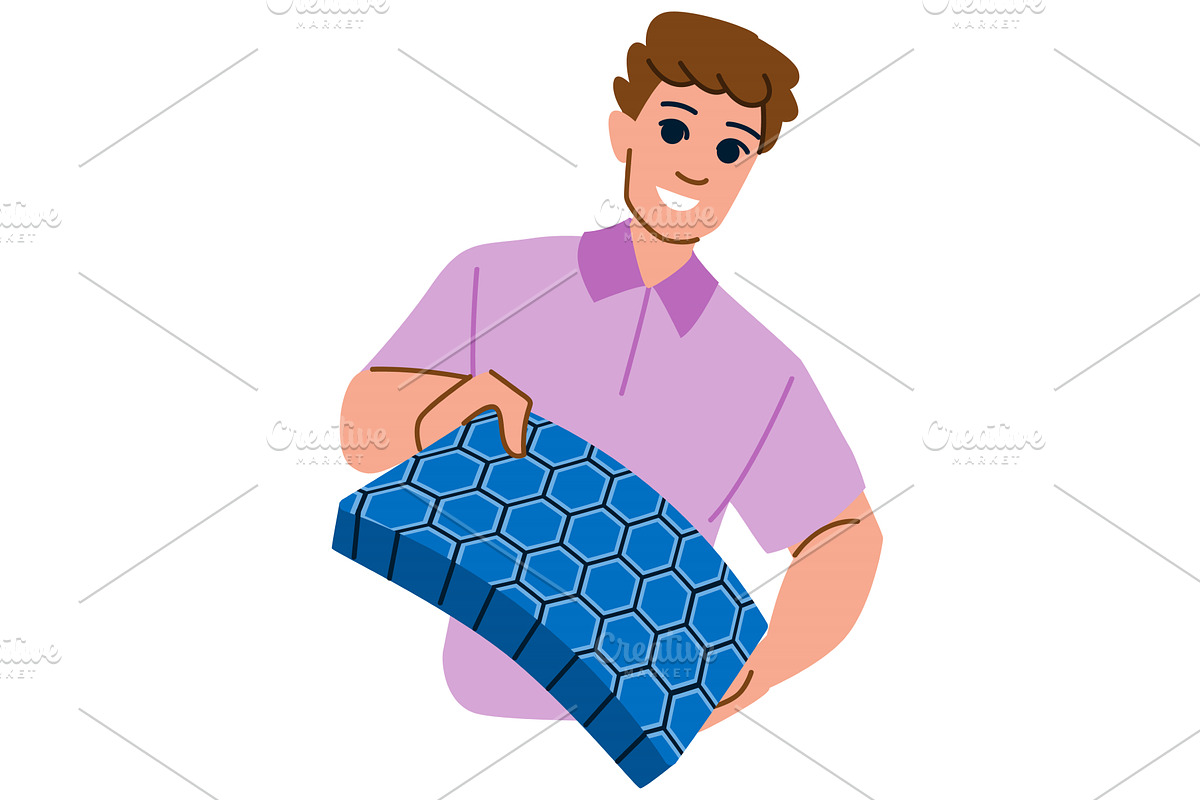 Salesman showing orthopedic pillow, a Technology Illustration by pikepicture