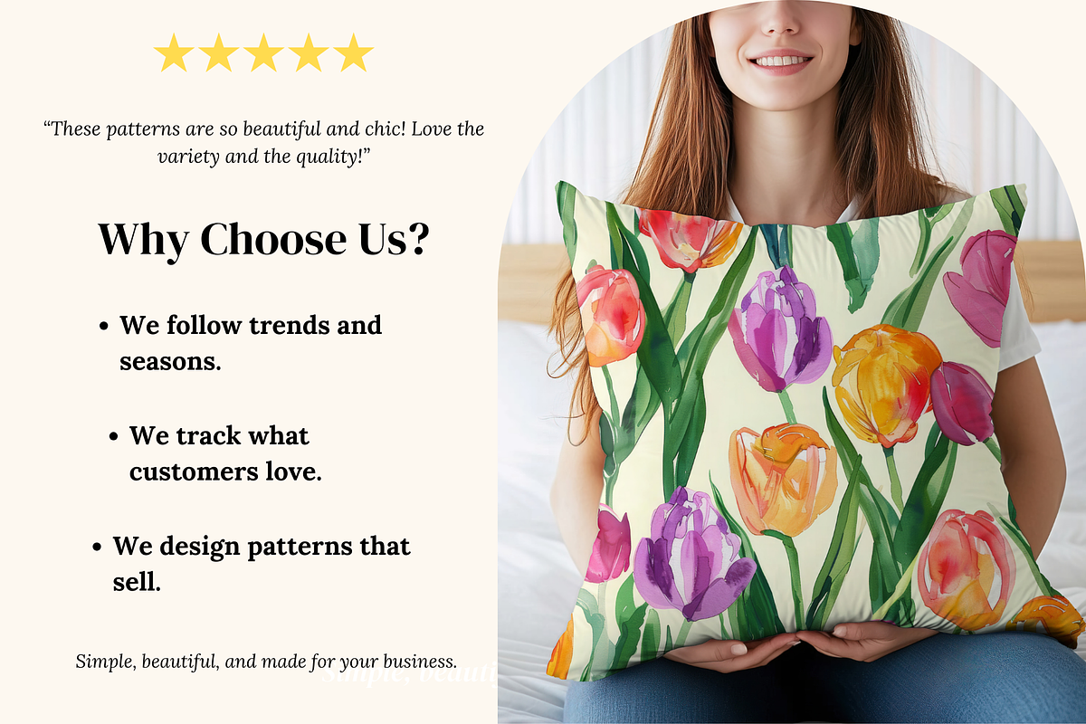 Tulips Seamless Patterns, a Pattern Graphic by Ninterints (Photo 4 of 7)