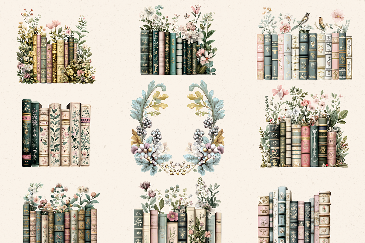 REGENCY BOOK BORDERS CLIPART, a Decorative Illustration by Daring Digies (Photo 4 of 9)