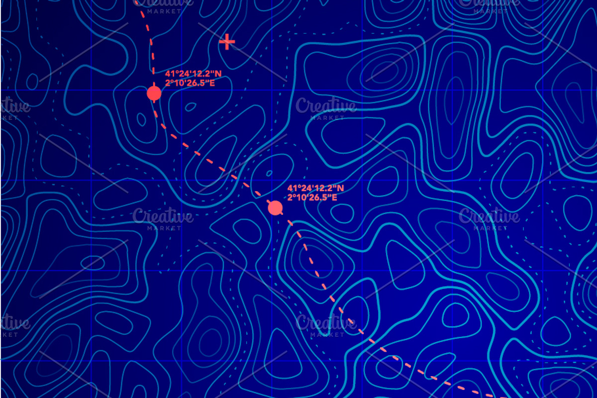 Topographic Map With Route, a Background Graphic by Black White Mouse Design (Photo 2 of 3)