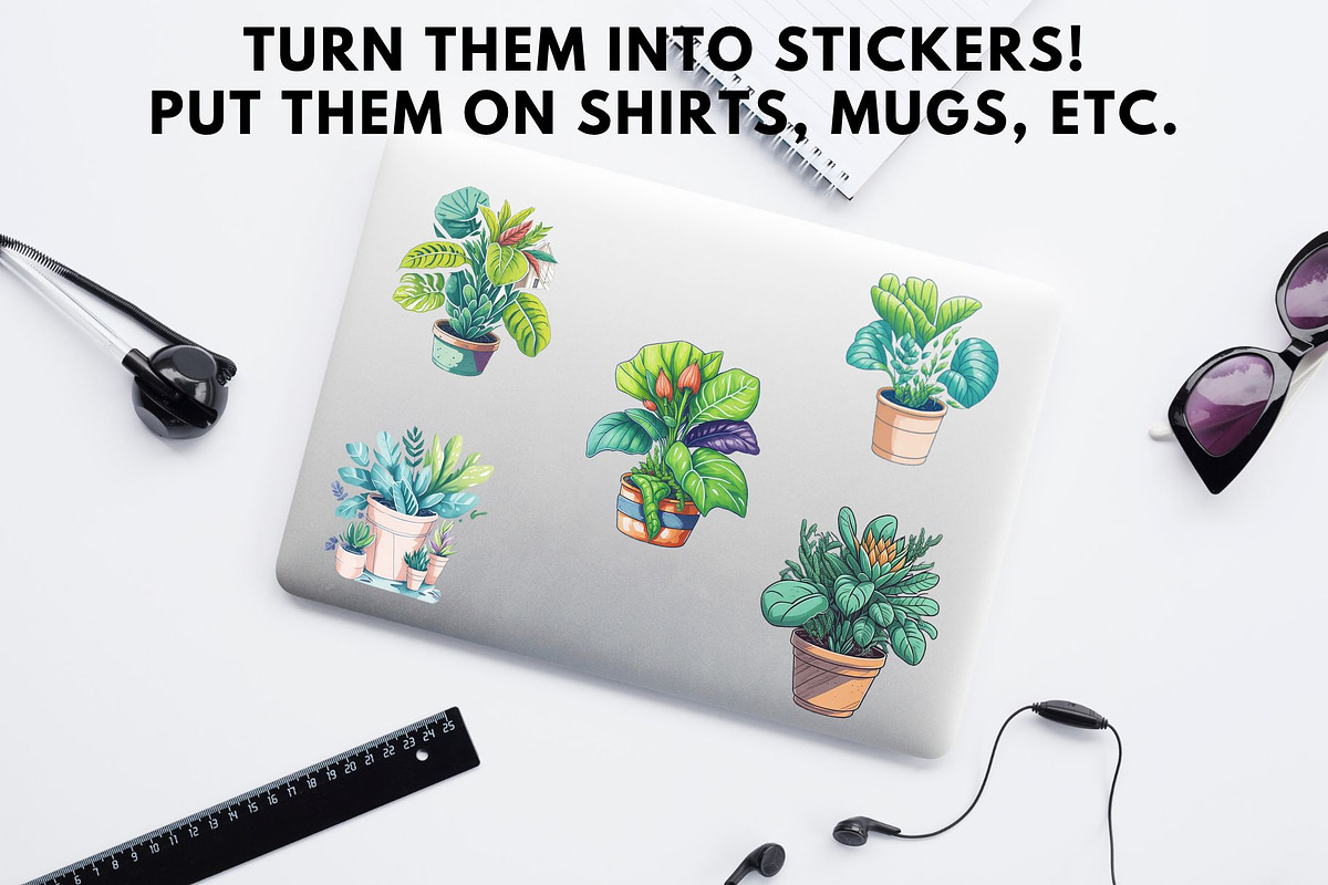 Potted House Plants Clipart Set, an Object Graphic by Traveling Designer (Photo 3 of 3)