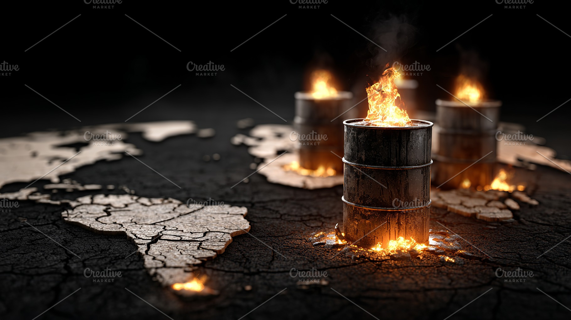 Global Energy Crisis Burning Oil, a Photo by Design Store