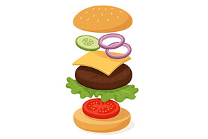 Delicious hamburger stacked with, a Food Illustration by ZinetroN