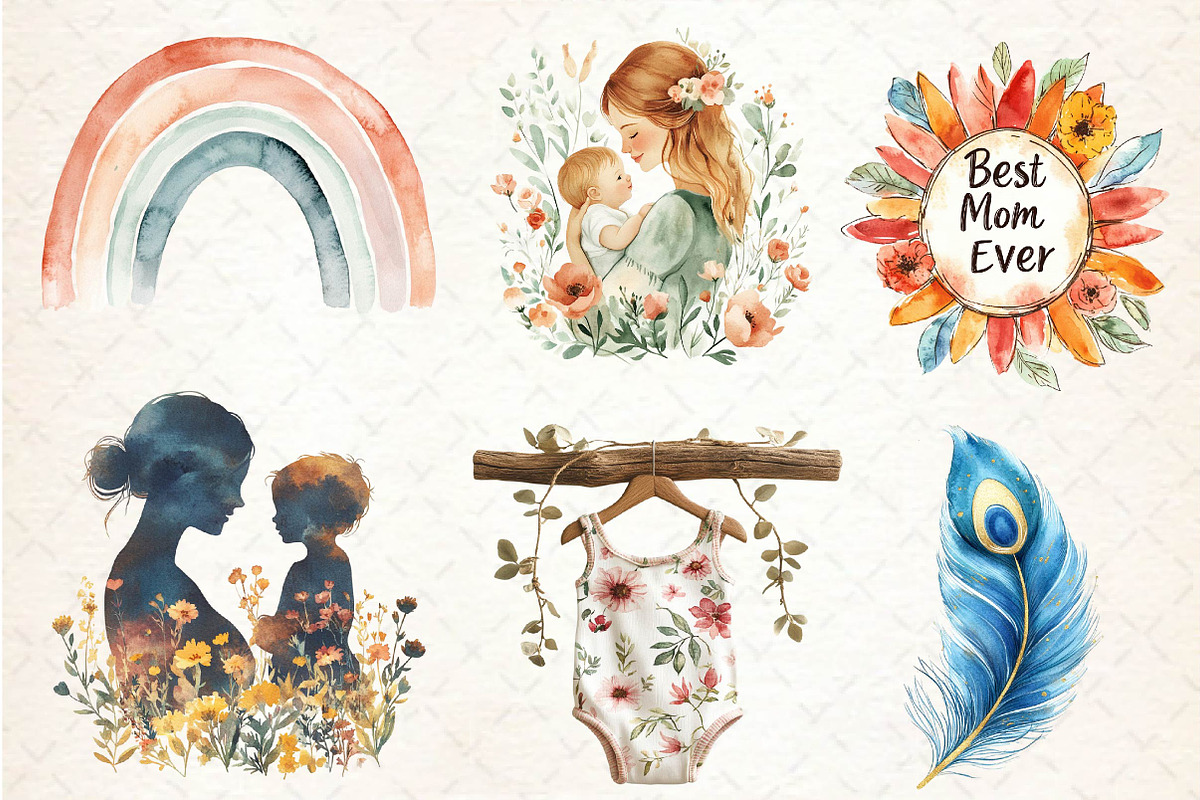 Boho Mothers Day Clipart, an Illustration by Dream Creation (Photo 4 of 6)