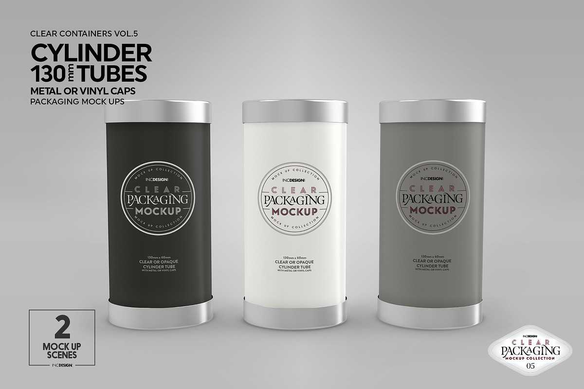 130mm Cylinder Tube Packaging Mockup, a Cups & Container Mockup by INCDesign (Photo 13 of 15)