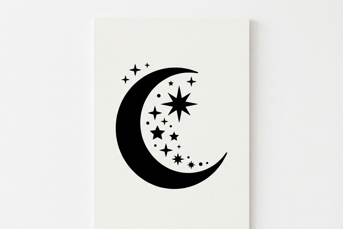 50 Crescent Moon with Stars, an Empty State Illustration by Amazin_art (Photo 17 of 47)