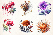Halloween Flowers Clipart Bundle, an Illustration by DreamCafeArt (Thumbnail 3 of 7)
