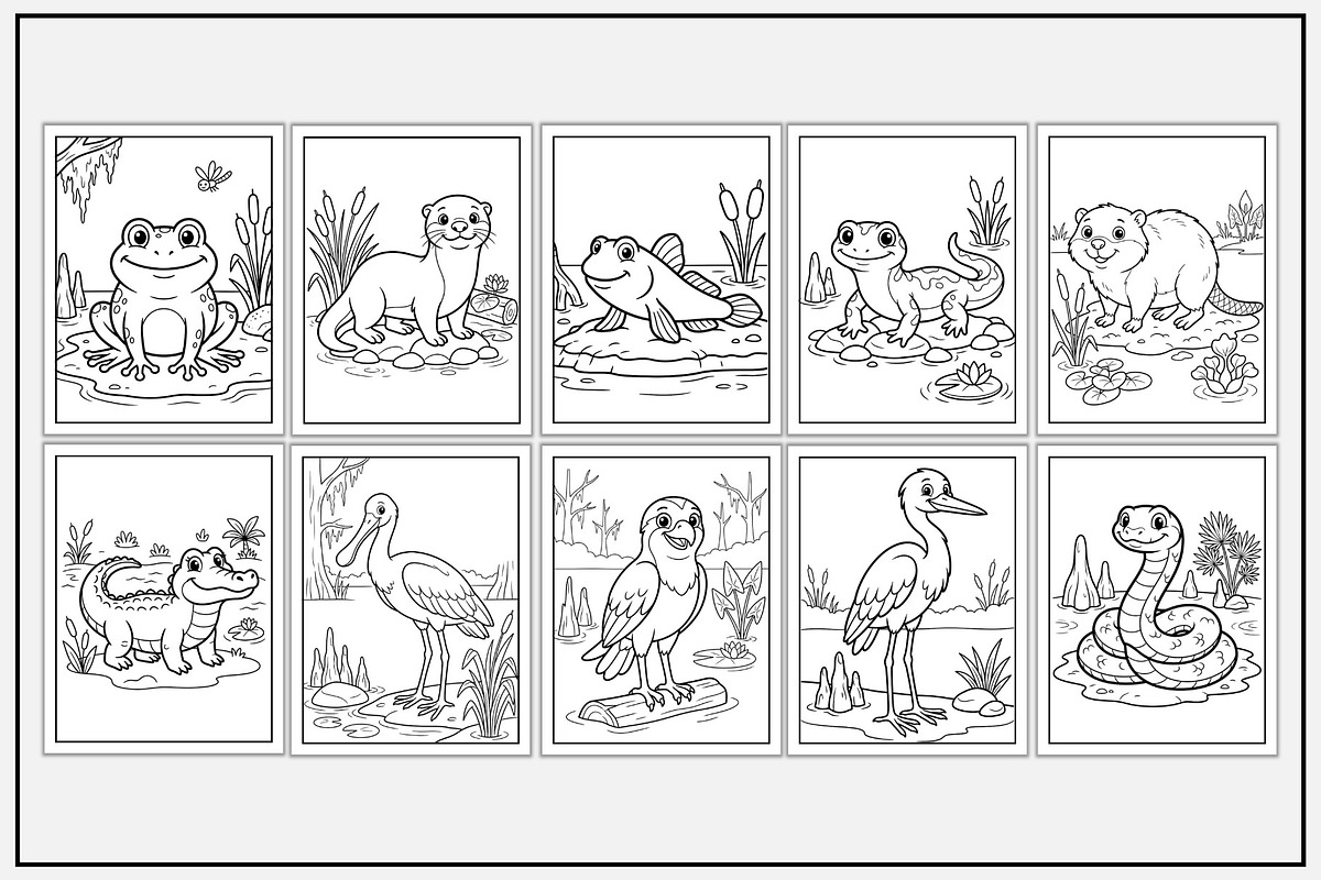 Swamp Animals Coloring Pages, an Animal Illustration by Lamia Emad (Photo 3 of 5)