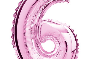 Balloon of mylar number 6 pink