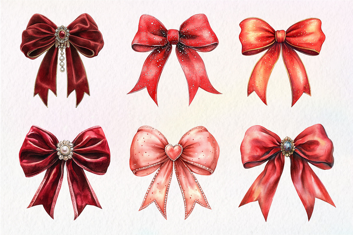 Red Coquette Christmas Bow clipart, an Illustration by Dream Creation (Photo 4 of 7)