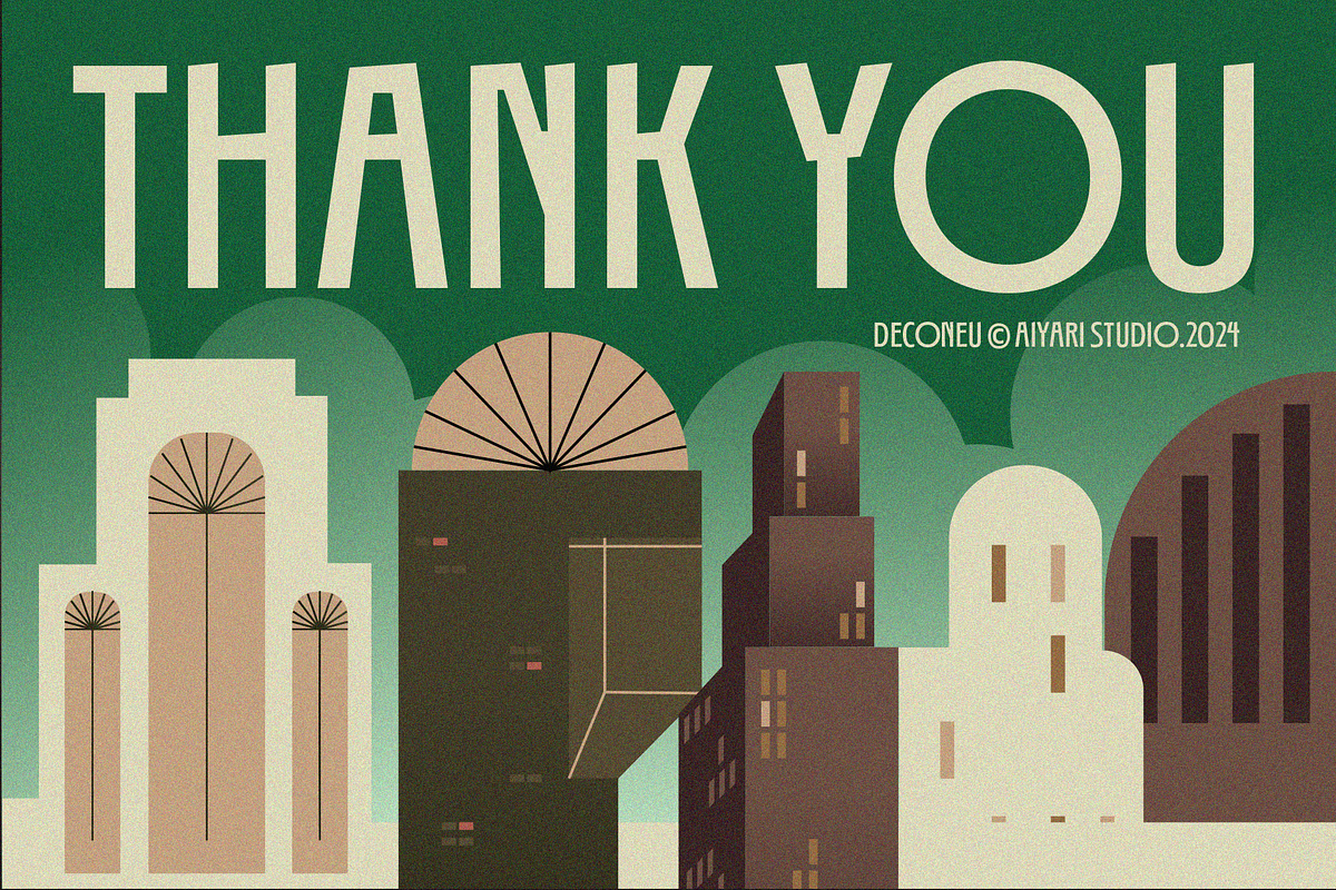 Deconeu Modern Art Deco Typeface, a Sans Serif Font by Aiyari (Photo 10 of 10)