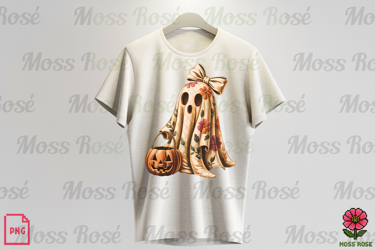 Floral Ghost with Pumpkin Basket, a Graphic by Moss Rose (Photo 3 of 3)
