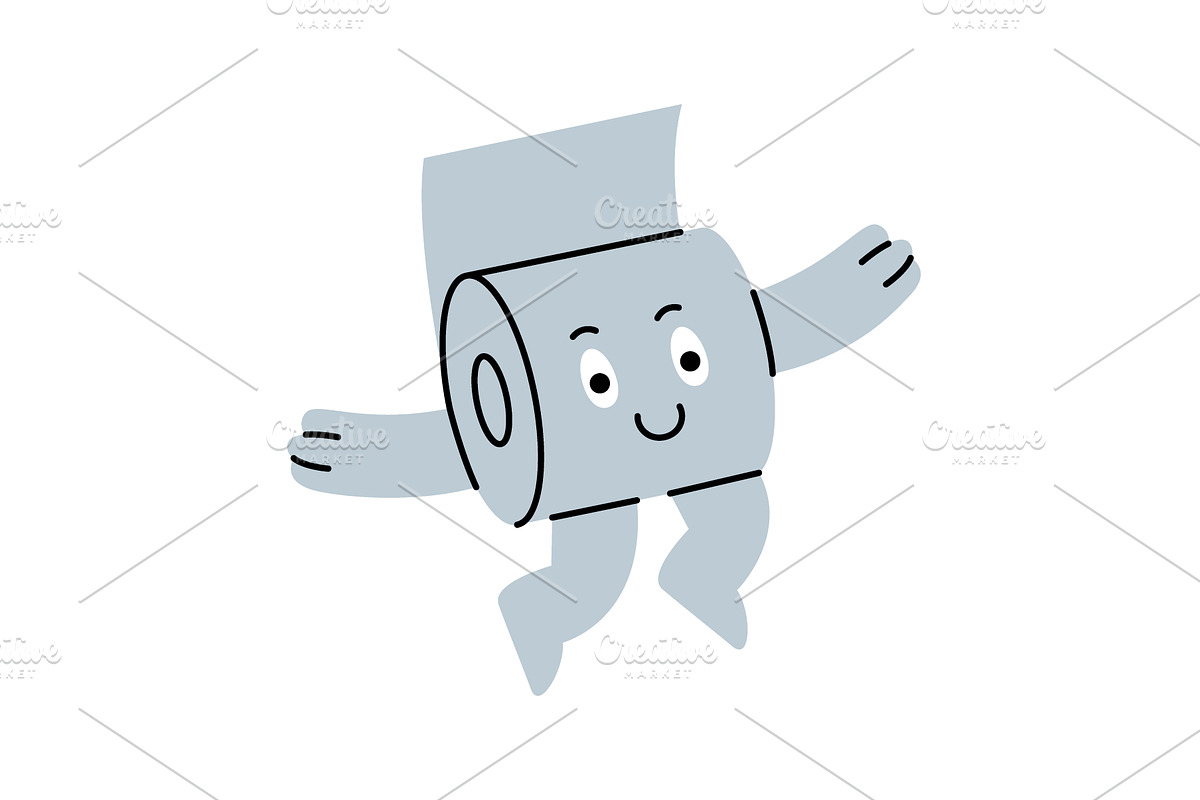 A cheerful toilet paper character, an Object Illustration by GraphiShop