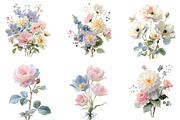 Watercolor Pastel Floral Clipart, an Illustration by DreamArtGraphic (Thumbnail 2 of 4)