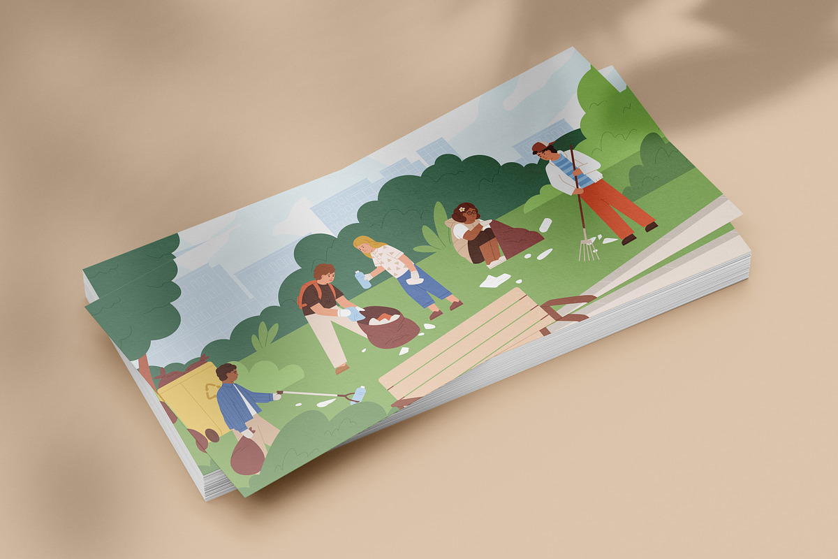 Children cleaning up park from trash, a Person Illustration by Good Studio (Photo 2 of 3)