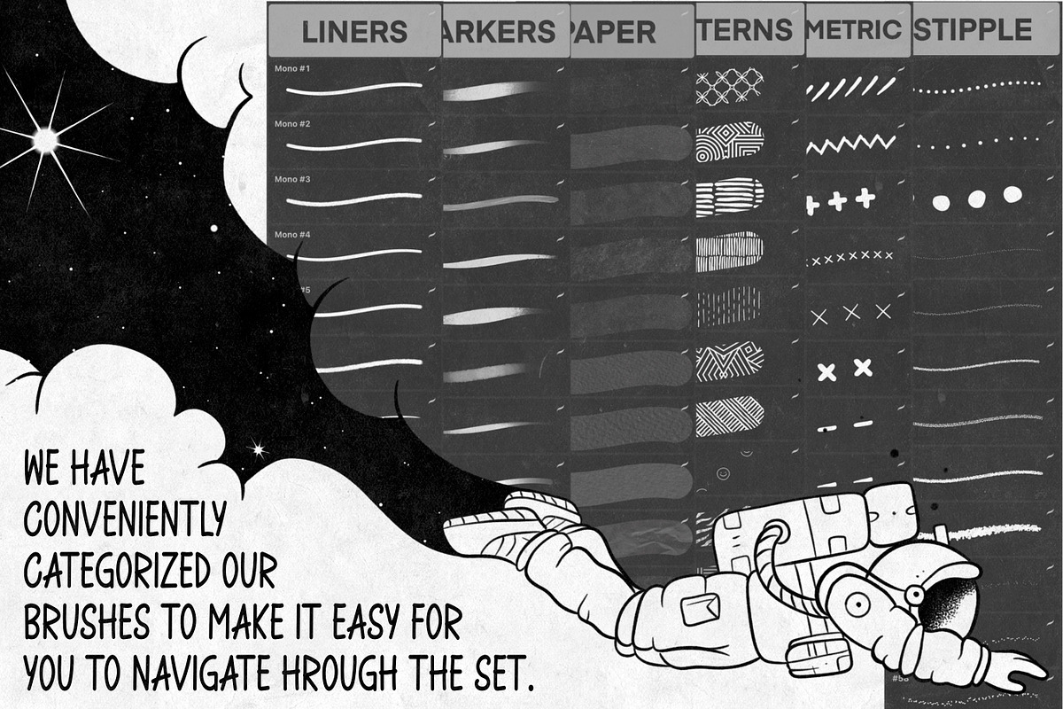 130+ Brushes Fine Line Mega Bundle, a Brush Add-On by Nuclear Brushes (Photo 5 of 10)