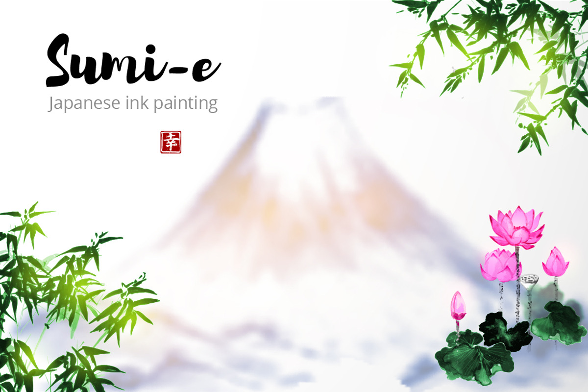 Japanese ink painting sumi-e, part 3, an Illustration by Elina_Li (Photo 1 of 11)