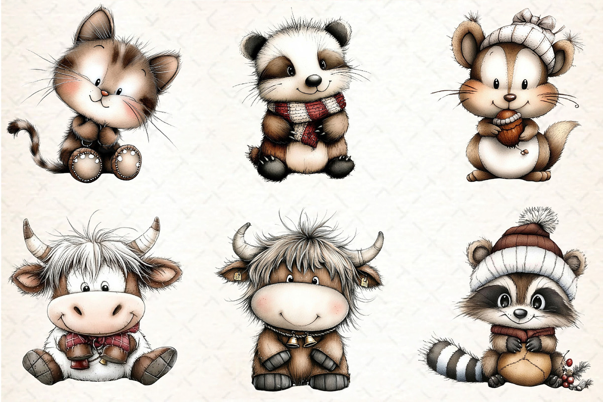 Whimsical Christmas Clipart Bundle, an Illustration by DreamCafeArt (Photo 4 of 8)