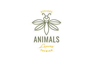 Animal Insect Leaves Wings Fly Logo