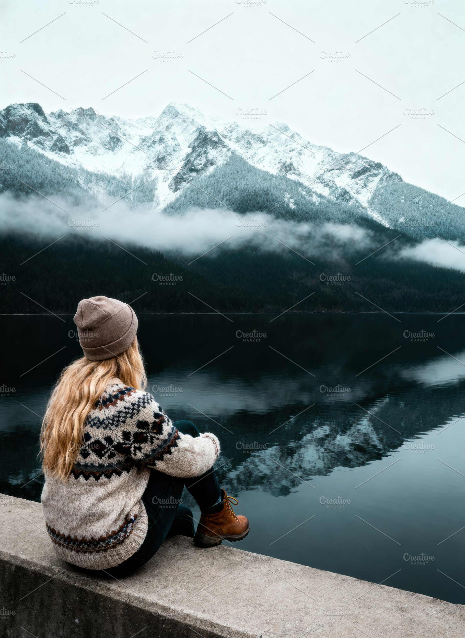 Woman Admiring Snow-Capped Mountains, a Person Photo by Virgo Studio