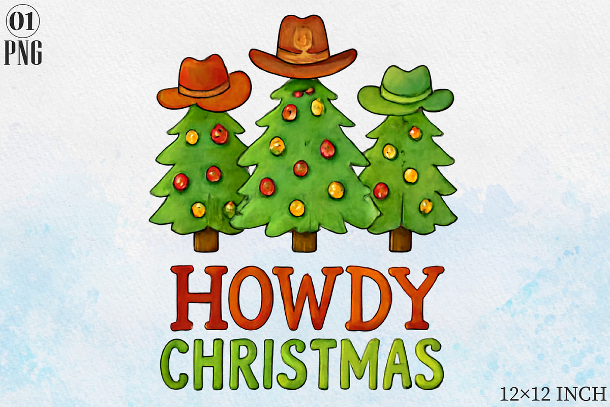 Howdy Christmas Tree Sublimation, an Illustration by Libby Wishes (Photo 1 of 6)