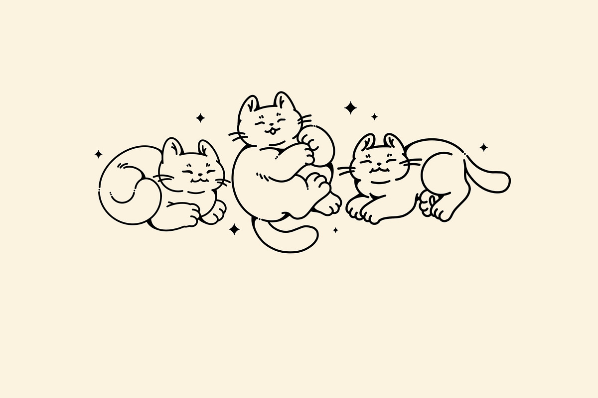 Lazy cute cats. Lineart collection, an Animal Illustration by heyXeni (Photo 8 of 11)