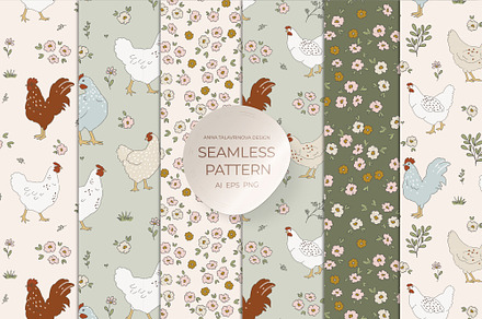Cottagecore seamless pattern&clipart