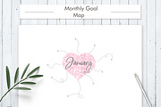 Monthly Goal Map Planner, a Stationery Template by HelArtShop (Thumbnail 1 of 3)