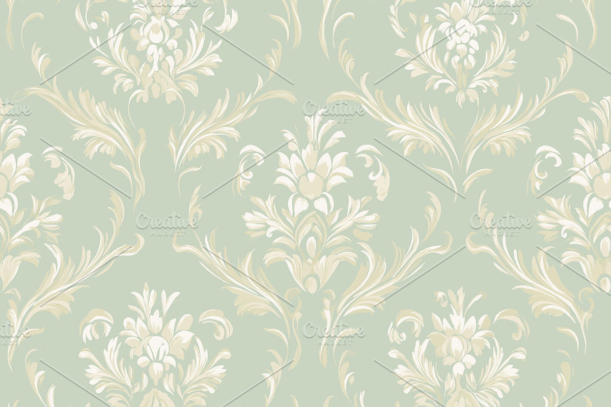 Seamless pattern damask pattern showing baroque floral motifs wi, a Pattern Graphic by Studio ANNA